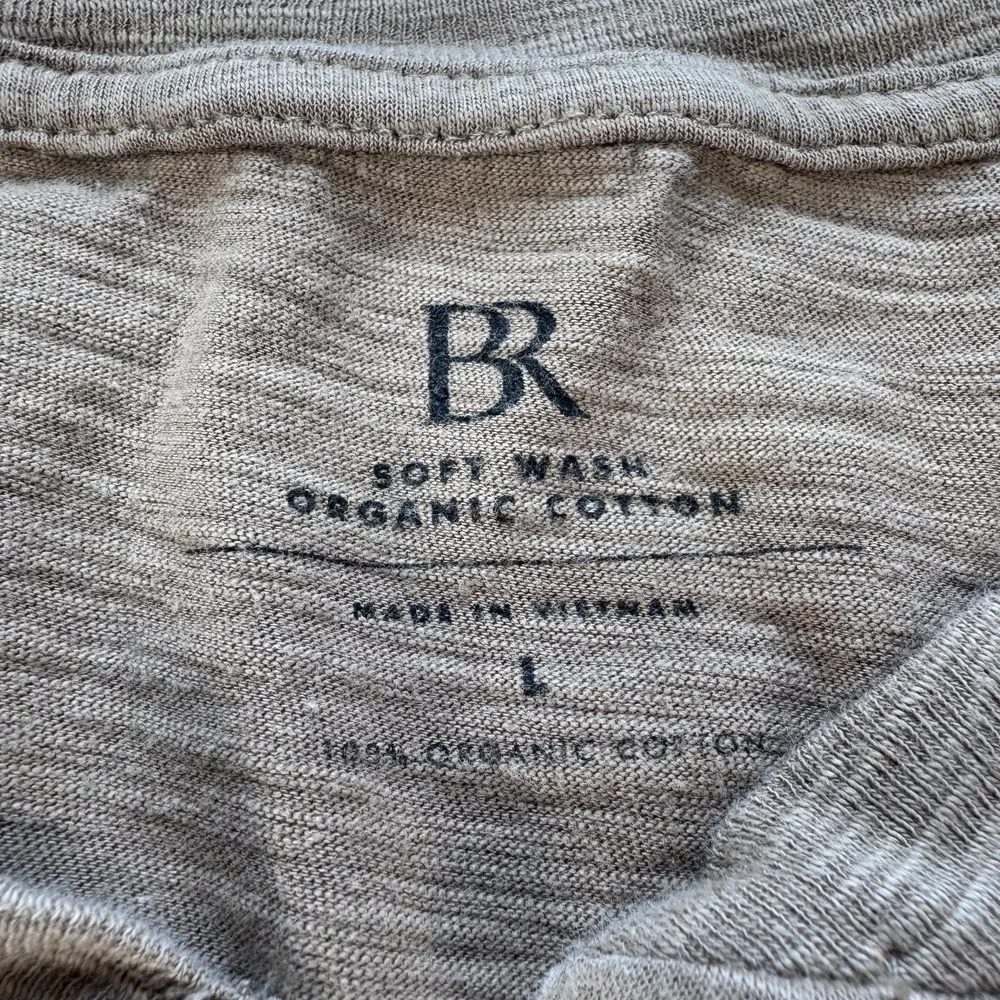 BANANA REPUBLIC Organic Cotton Long Sleeve Henley Mens Large Brown Soft